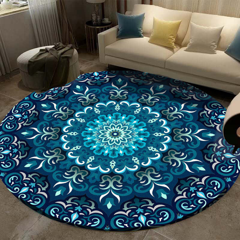 Rynx | Multicolored Living Room Carpet Turkish Floral Swirl Rug Synthetic Non-Slip Pet-Friendly Machine Washable Carpet