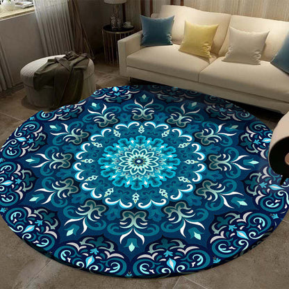 Rynx | Multicolored Living Room Carpet Turkish Floral Swirl Rug Synthetic Non-Slip Pet-Friendly Machine Washable Carpet