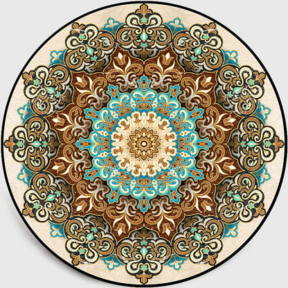 Rynx | Multicolored Living Room Carpet Turkish Floral Swirl Rug Synthetic Non-Slip Pet-Friendly Machine Washable Carpet