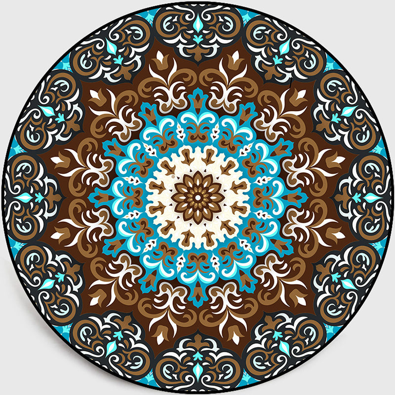 Rynx | Multicolored Living Room Carpet Turkish Floral Swirl Rug Synthetic Non-Slip Pet-Friendly Machine Washable Carpet