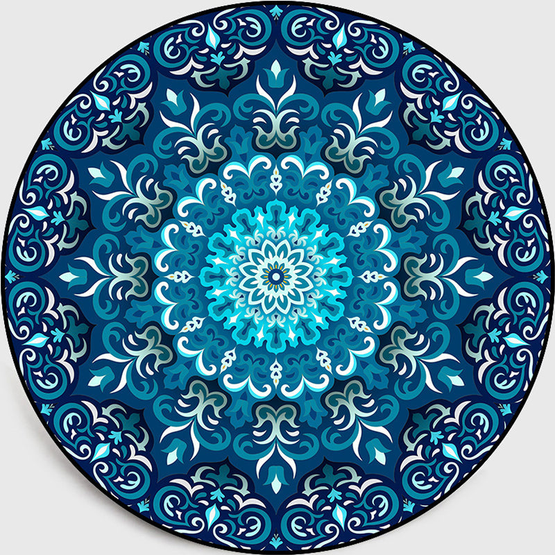 Rynx | Multicolored Living Room Carpet Turkish Floral Swirl Rug Synthetic Non-Slip Pet-Friendly Machine Washable Carpet
