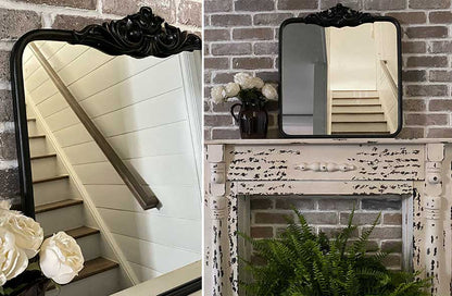 Rynx | Ornate black mirror with carved border