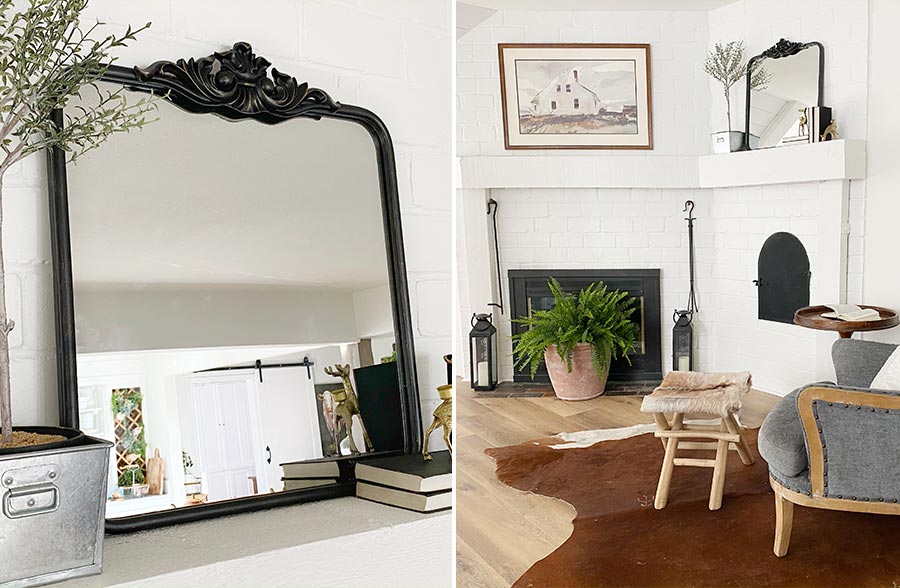 Rynx | Ornate black mirror with carved border