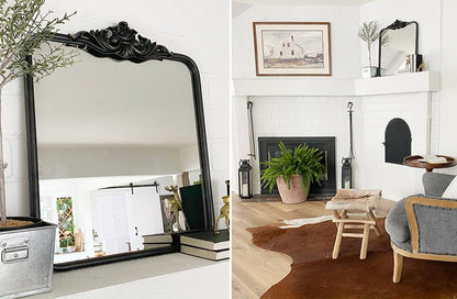 Rynx | Ornate black mirror with carved border