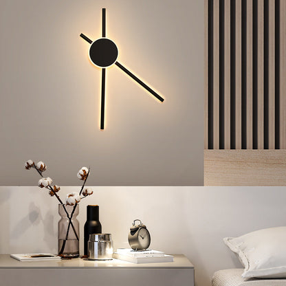 Rynx | Black Hour Hand Wall Sconce Light Minimalist Metal LED Wall Mount Lighting for Living Room