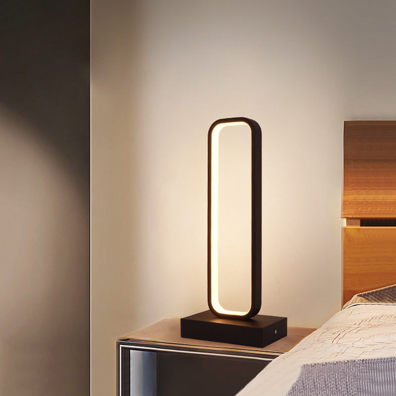 Rynx | SimpleLED - Black Metal Nightstand Lamp with Rounded Rectangular Shape