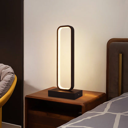Rynx | SimpleLED - Black Metal Nightstand Lamp with Rounded Rectangular Shape