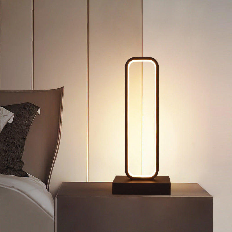 Rynx | SimpleLED - Black Metal Nightstand Lamp with Rounded Rectangular Shape