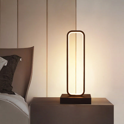 Rynx | SimpleLED - Black Metal Nightstand Lamp with Rounded Rectangular Shape