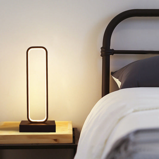 Rynx | SimpleLED - Black Metal Nightstand Lamp with Rounded Rectangular Shape