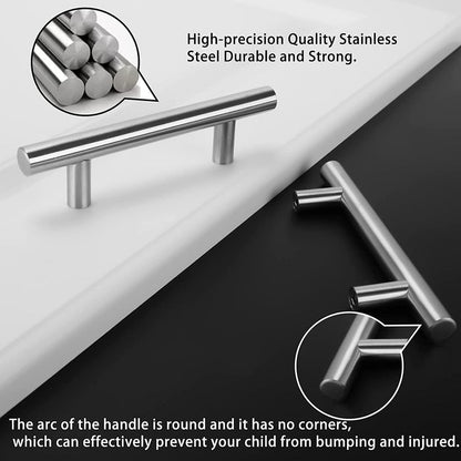 Rynx | Brushed Nickel Modern Stainless Steel Drawer Hardware T-Bar Handles
