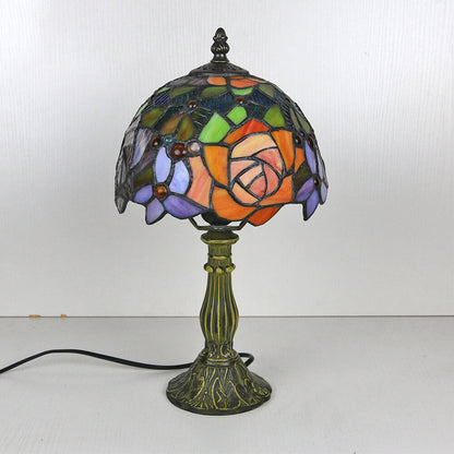 Rynx | Tiffany Vintage Stained Glass Flower Dome 1-Light Table Lamp