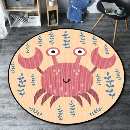 Rynx | Cartoon Kids' Room Rug Multicolored Sea Creatures Rug Synthetic Non-Slip Stain Resistant Washable Rug
