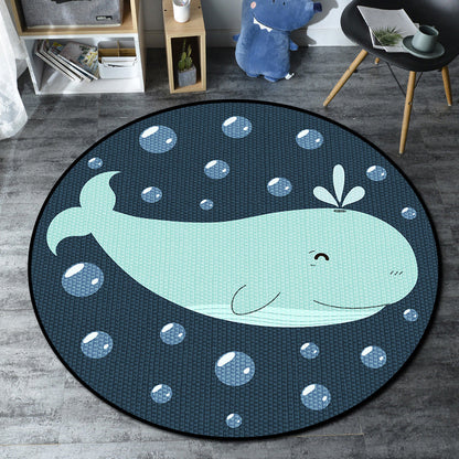 Rynx | Cartoon Kids' Room Rug Multicolored Sea Creatures Rug Synthetic Non-Slip Stain Resistant Washable Rug