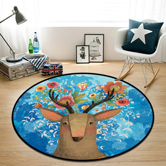 Rynx | Beautiful Multi Color Cartoon Rug Synthetic Scandinavian Rug Non-Slip Machine Washable Stain Resistant Carpet for Children’s Room