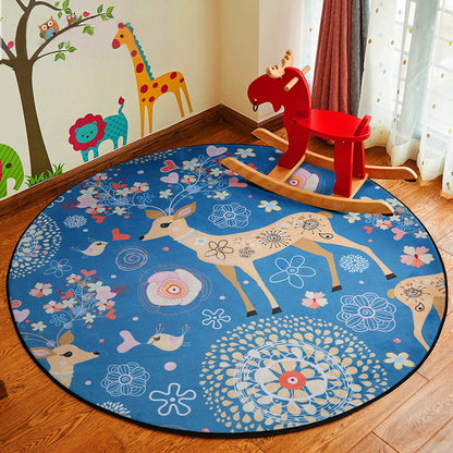 Rynx | Stylish Cartoon Rug Multicolor Fairy Tale World Rug Non-Slip Backing Machine Washable Stain Resistant Rug for Kindergarten