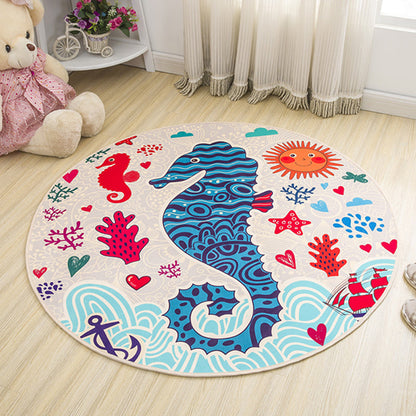 Rynx | Children's furniture Animal rug Multicolored polypropylene fabric Washable pet-friendly non-slip rug for children's room