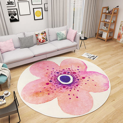 Rynx | Multicolored Bedroom Rug Children Flower Rug Cotton Machine Wash Animal Friendly Area Rug