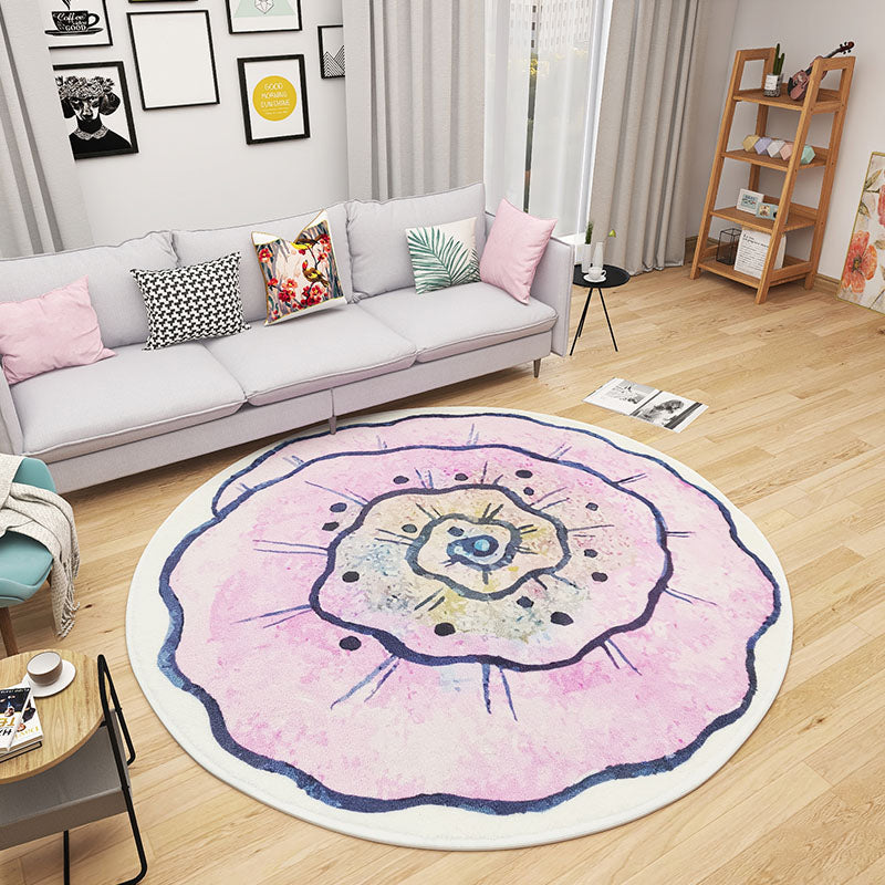 Rynx | Multicolored Bedroom Rug Children Flower Rug Cotton Machine Wash Animal Friendly Area Rug