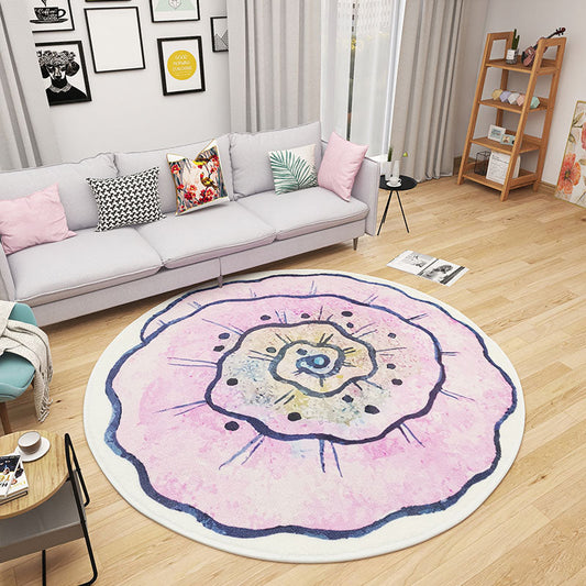 Rynx | Multicolored Bedroom Rug Children Flower Rug Cotton Machine Wash Animal Friendly Area Rug