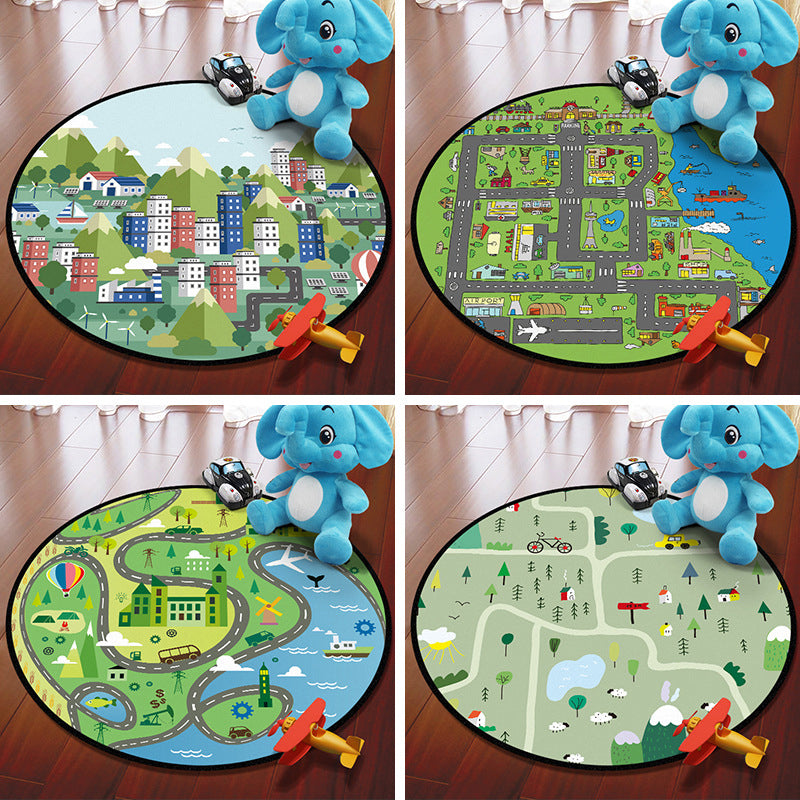 Rynx | Multicolored Adventure Map Rug Synthetic Cartoon Rug Non-Slip Backing Stain Resistant Machine Washable Area Rug for Children's Room