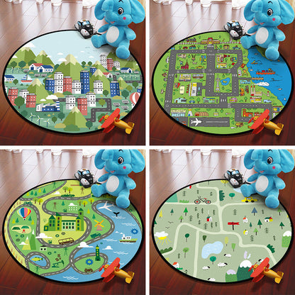 Rynx | Multicolored Adventure Map Rug Synthetic Cartoon Rug Non-Slip Backing Stain Resistant Machine Washable Area Rug for Children's Room