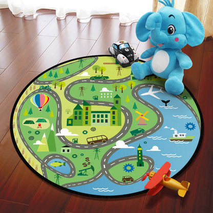 Rynx | Multicolored Adventure Map Rug Synthetic Cartoon Rug Non-Slip Backing Stain Resistant Machine Washable Area Rug for Children's Room