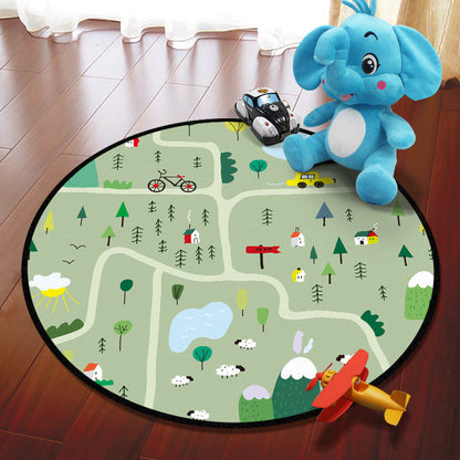 Rynx | Multicolored Adventure Map Rug Synthetic Cartoon Rug Non-Slip Backing Stain Resistant Machine Washable Area Rug for Children's Room