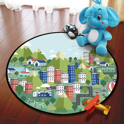 Rynx | Multicolored Adventure Map Rug Synthetic Cartoon Rug Non-Slip Backing Stain Resistant Machine Washable Area Rug for Children's Room