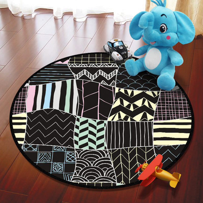Rynx | Multicolored Adventure Map Rug Synthetic Cartoon Rug Non-Slip Backing Stain Resistant Machine Washable Area Rug for Children's Room