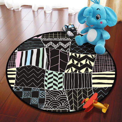 Rynx | Multicolored Adventure Map Rug Synthetic Cartoon Rug Non-Slip Backing Stain Resistant Machine Washable Area Rug for Children's Room