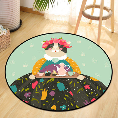 Rynx | Cute Animal Picnic Drawing Carpet Multi-Color Children's Art Carpet Synthetic Non-Slip Machine Washable Stain Resistant Carpet for Children's Room