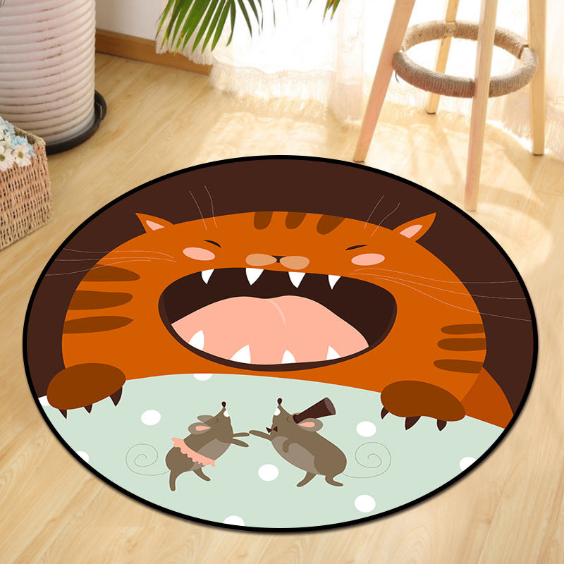 Rynx | Cute Animal Picnic Drawing Carpet Multi-Color Children's Art Carpet Synthetic Non-Slip Machine Washable Stain Resistant Carpet for Children's Room
