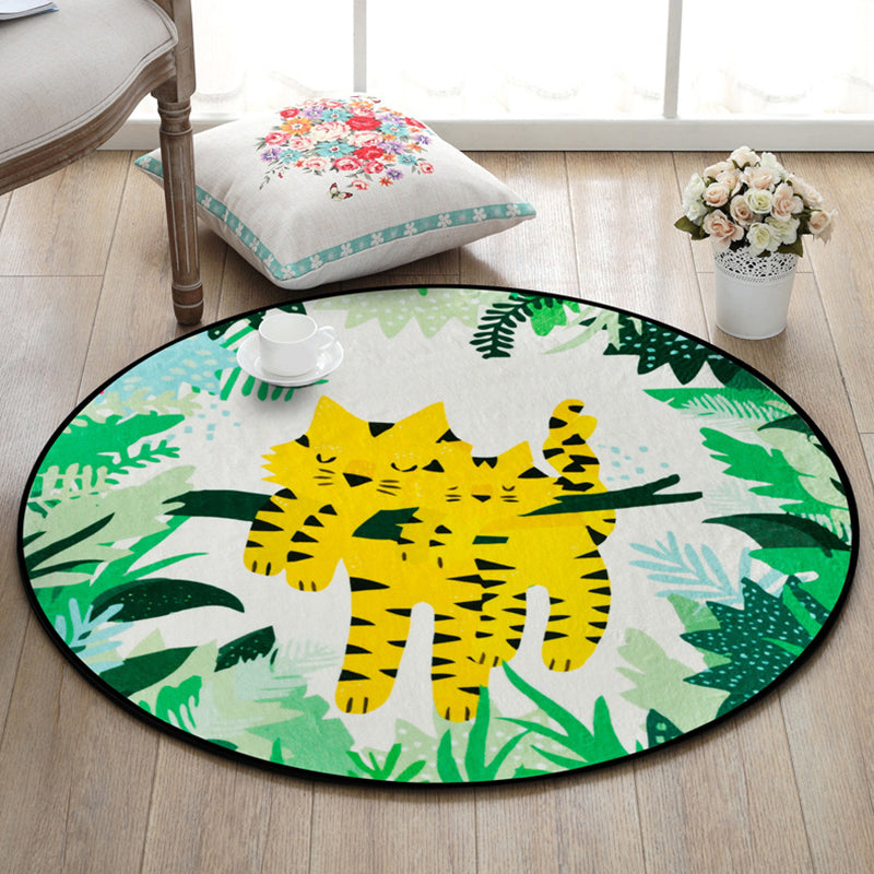 Rynx | Beautiful Kids Rug Multi Color Animal and Botanical Pattern Rug Pet Friendly Washable Non-Slip Rug for Playroom
