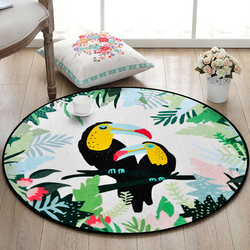 Rynx | Beautiful Kids Rug Multi Color Animal and Botanical Pattern Rug Pet Friendly Washable Non-Slip Rug for Playroom
