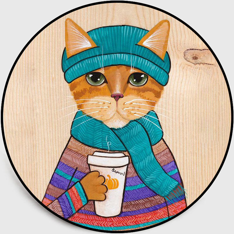 Rynx | Cool Multicolored Men's Cat Rug Polyester Cartoon Rug Pet-Friendly Non-Slip Washable Rug for the Bedroom
