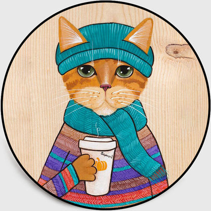 Rynx | Cool Multicolored Men's Cat Rug Polyester Cartoon Rug Pet-Friendly Non-Slip Washable Rug for the Bedroom