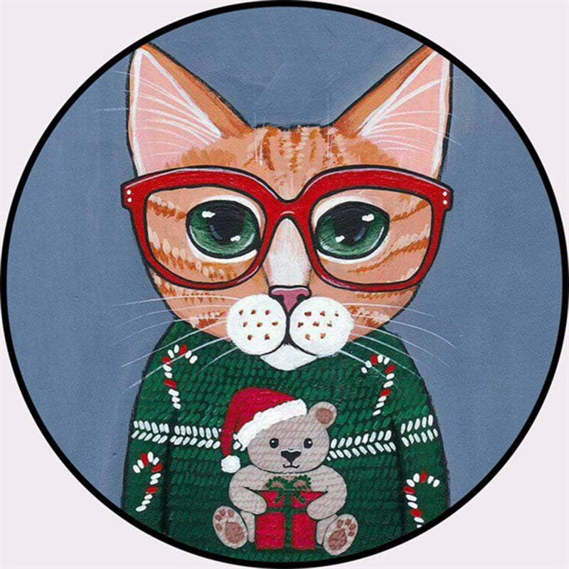Rynx | Cool Multicolored Men's Cat Rug Polyester Cartoon Rug Pet-Friendly Non-Slip Washable Rug for the Bedroom