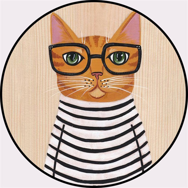 Rynx | Cool Multicolored Men's Cat Rug Polyester Cartoon Rug Pet-Friendly Non-Slip Washable Rug for the Bedroom