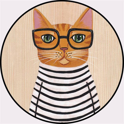 Rynx | Cool Multicolored Men's Cat Rug Polyester Cartoon Rug Pet-Friendly Non-Slip Washable Rug for the Bedroom