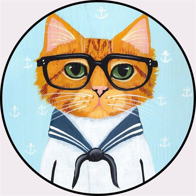 Rynx | Cool Multicolored Men's Cat Rug Polyester Cartoon Rug Pet-Friendly Non-Slip Washable Rug for the Bedroom