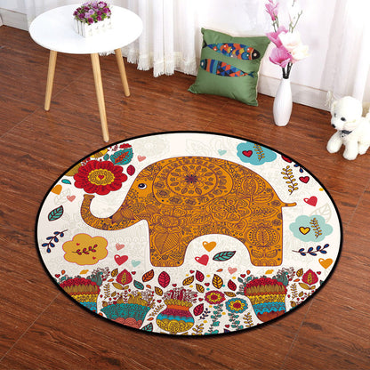 Rynx | Colorful Animal Painting Print Rug Multi-Colored Cartoon Rug Synthetic Washable Non-Slip Stain-Resistant Rug for Nursery