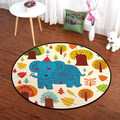 Rynx | Colorful Animal Painting Print Rug Multi-Colored Cartoon Rug Synthetic Washable Non-Slip Stain-Resistant Rug for Nursery
