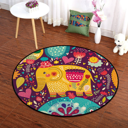 Rynx | Colorful Animal Painting Print Rug Multi-Colored Cartoon Rug Synthetic Washable Non-Slip Stain-Resistant Rug for Nursery