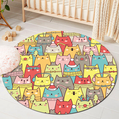 Rynx | Kids Style Baby Room Rug Multicolor Comics Animal Area Rug Synthetic Stain Resistant Washable Non-Slip Rug