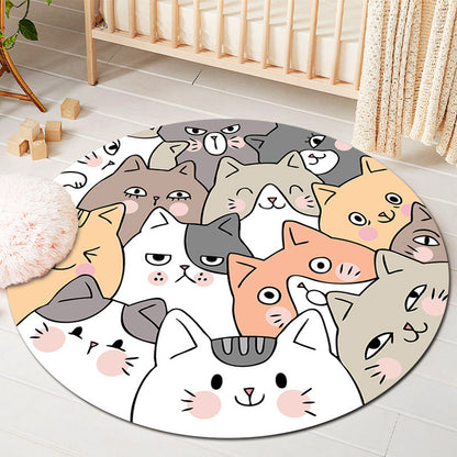 Rynx | Kids Style Baby Room Rug Multicolor Comics Animal Area Rug Synthetic Stain Resistant Washable Non-Slip Rug