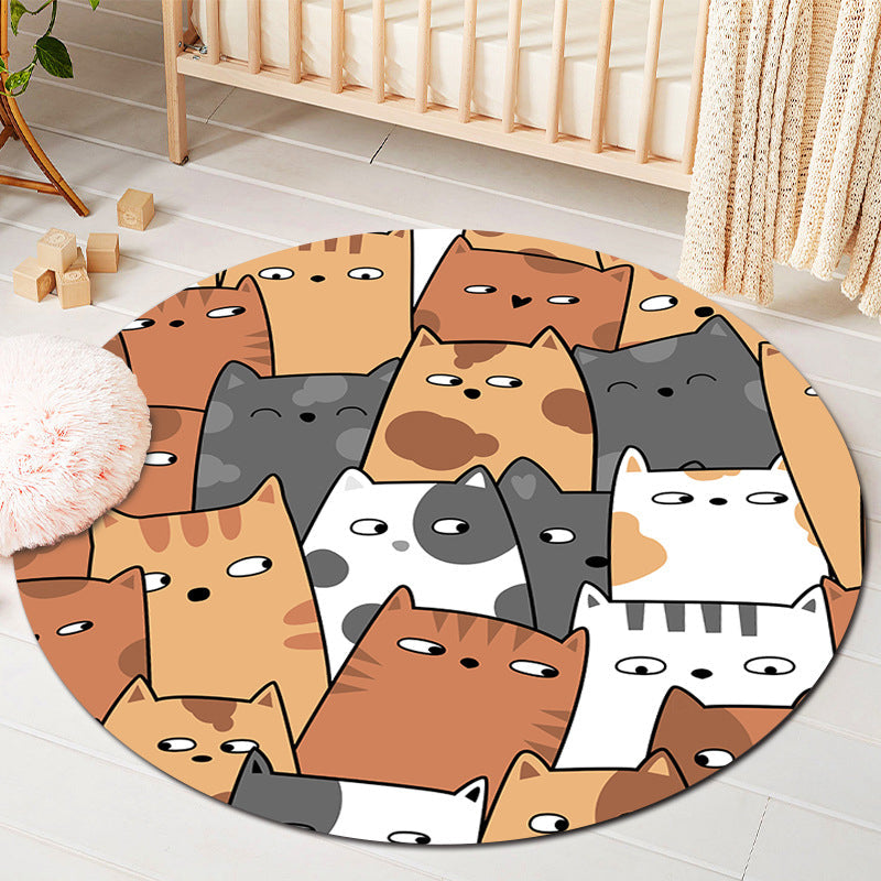 Rynx | Kids Style Baby Room Rug Multicolor Comics Animal Area Rug Synthetic Stain Resistant Washable Non-Slip Rug