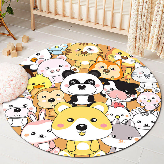 Rynx | Kids Style Baby Room Rug Multicolor Comics Animal Area Rug Synthetic Stain Resistant Washable Non-Slip Rug