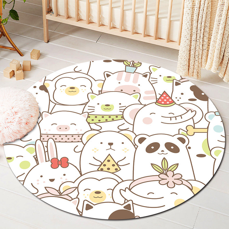 Rynx | Kids Style Baby Room Rug Multicolor Comics Animal Area Rug Synthetic Stain Resistant Washable Non-Slip Rug