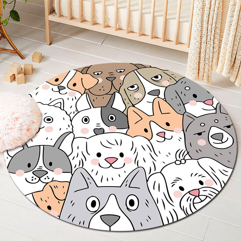 Rynx | Kids Style Baby Room Rug Multicolor Comics Animal Area Rug Synthetic Stain Resistant Washable Non-Slip Rug